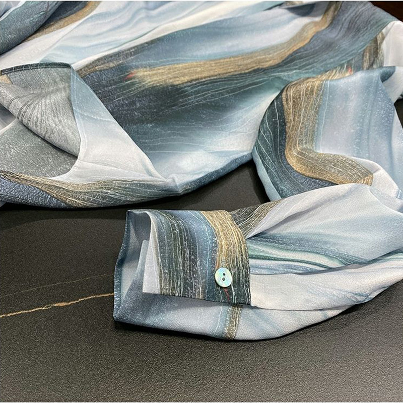 Košulja na kopčanje Ženska elegantna bluza Vintage print Chic Luksuzna dizajnerska odjeća Korejska moda Majice dugih rukava Ljeto 2024.