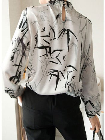 Cheongsam Модни дамски блузи с копчета с дълъг ръкав 2022 Лято 2022 г. Топ в китайски стил Винтидж Елегантна тънка офис дамска риза