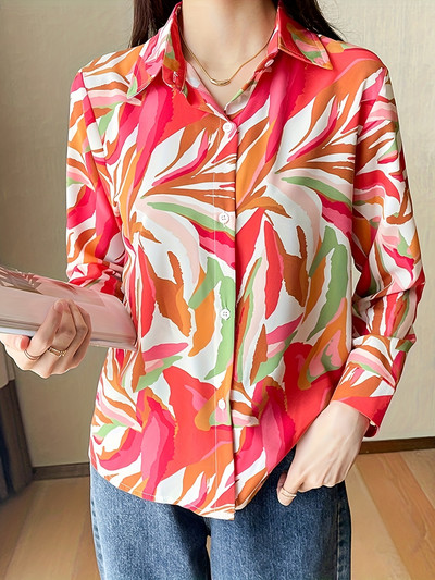 Uus saabunud naiste Blusa Mujer kevad-sügismoe jaoks Trendikas mustriga naiste nööpidega särk tööle ja vabaaja veetmiseks