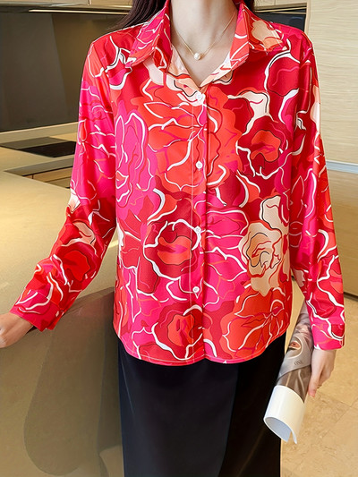 Uus saabunud naiste Blusa Mujer kevad-sügismoe jaoks Trendikas mustriga naiste nööpidega särk tööle ja vabaaja veetmiseks