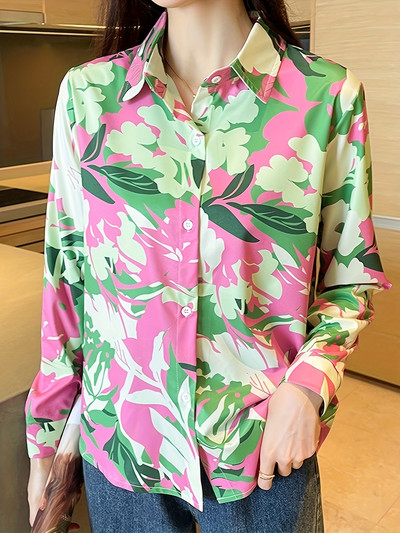 Uus saabunud naiste Blusa Mujer kevad-sügismoe jaoks Trendikas mustriga naiste nööpidega särk tööle ja vabaaja veetmiseks