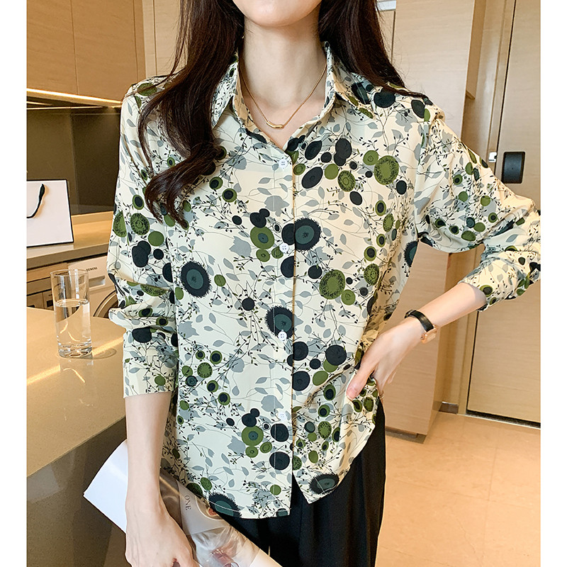 Uus saabunud naiste Blusa Mujer kevad-sügismoe jaoks Trendikas mustriga naiste nööpidega särk tööle ja vabaaja veetmiseks