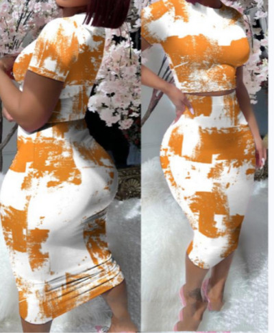 2 részes szettek női ruha 2023 nyári divat létra kivágás rövid ujjú kerek nyakú Sima felső alkalmi vékony szoknya Kétrészes ruha