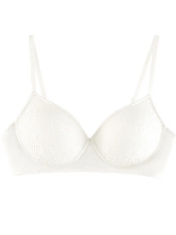 Birdtree 6A 100%Mulberry Silk Underwire Γυναικεία Απλή Άνετη Γαλλική Δαντέλα 3/4 Cup Φιλικό προς το δέρμα Αναπνεύσιμο σουτιέν Νέο P3N060QD