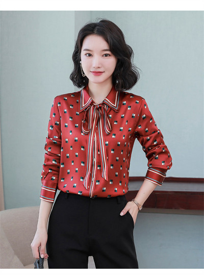 FANIECES camisas e blusas 한국리뷰많은옷 блузка рубашка женская Spring Fashion V-nyakú nyomtatott ing Divat őszi hosszú ujjú blúz6540