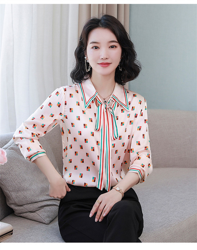 FANIECES camisas e blusas 한국리뷰많은옷 блузка рубашка женская Spring Fashion V-nyakú nyomtatott ing Divat őszi hosszú ujjú blúz6540