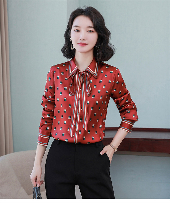 FANIECES camisas e blusas 한국리뷰많은옷 блузка рубашка женская Spring Fashion V-nyakú nyomtatott ing Divat őszi hosszú ujjú blúz6540