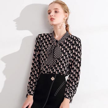 Ежедневна блуза Pinkoz дамска v буквена щампа елегантна френска офис дама ретро дамска риза blusas mujer femme streetwear топ траф
