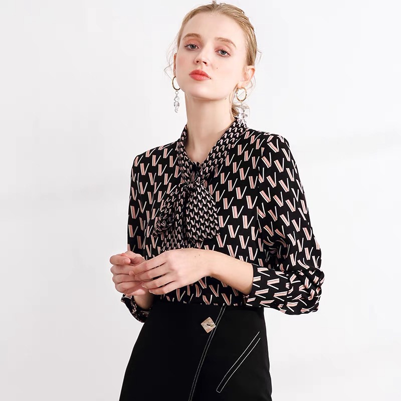 Pinkoz ikdienas blūze sievietēm v ar burtiem apdrukāta eleganta franču biroja dāma retro sieviešu krekls blusas mujer femme streetwear топ traf