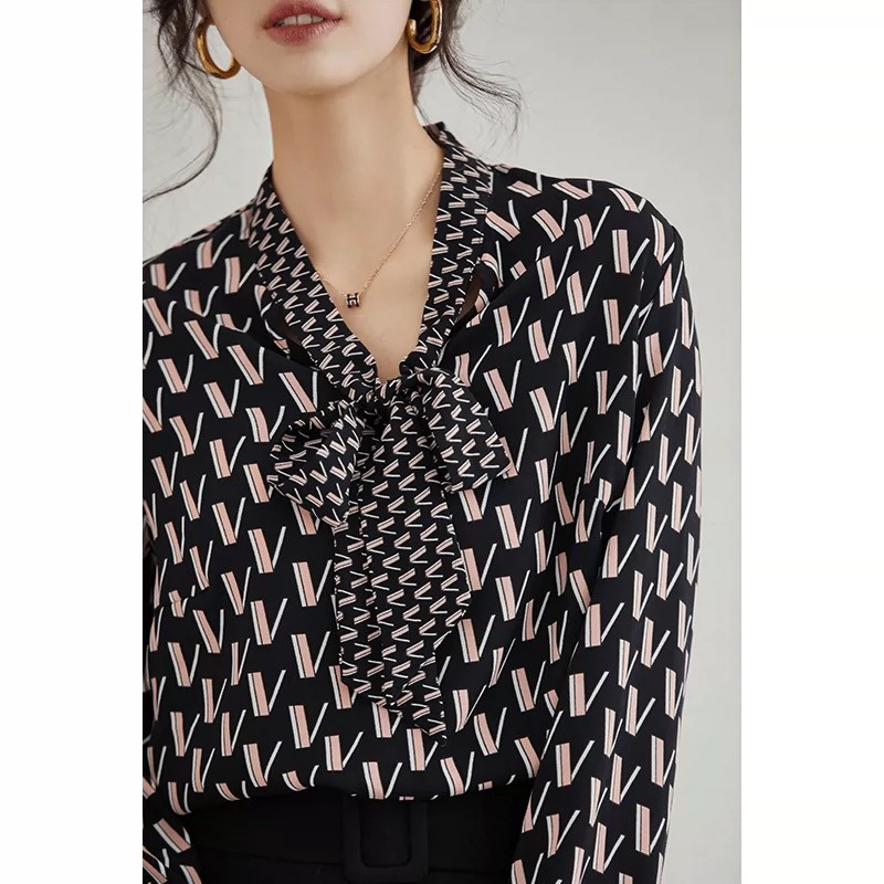 Pinkoz ikdienas blūze sievietēm v ar burtiem apdrukāta eleganta franču biroja dāma retro sieviešu krekls blusas mujer femme streetwear топ traf