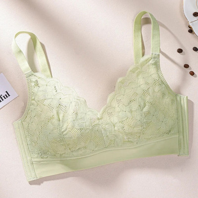 Ultravékony nyári melltartó, kis melltartó, összegyűjtött, légáteresztő, nem acélgyűrűs melltartó, állítható fehérnemű Forest Green