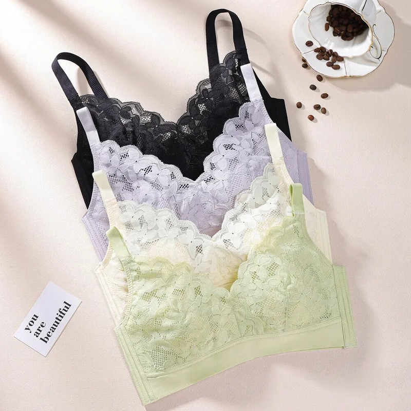 Ultravékony nyári melltartó, kis melltartó, összegyűjtött, légáteresztő, nem acélgyűrűs melltartó, állítható fehérnemű Forest Green