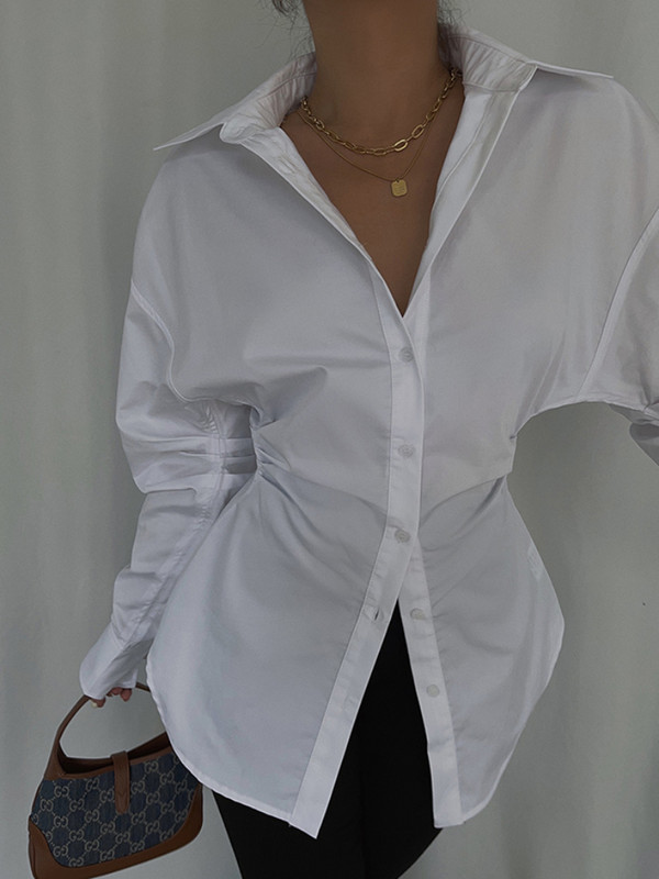 S-5XL särgid Naiste kevadised jaapani stiilis soliidsed õhukesed pikkade varrukatega kontori naised, vabaaja mood, lihtsad, kõik sobivad šikid minimalistlikud topid