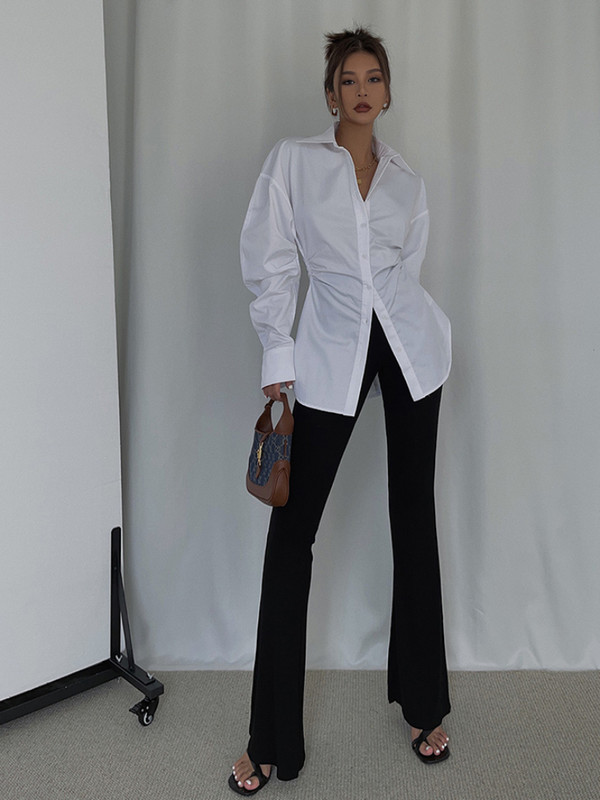 S-5XL särgid Naiste kevadised jaapani stiilis soliidsed õhukesed pikkade varrukatega kontori naised, vabaaja mood, lihtsad, kõik sobivad šikid minimalistlikud topid