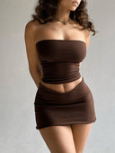 Y2K női nyári ruha készletek ruhák pánt nélküli kimenő cső Crop felső Alacsony derékú Mini Bodycon szoknya Utcai ruházat