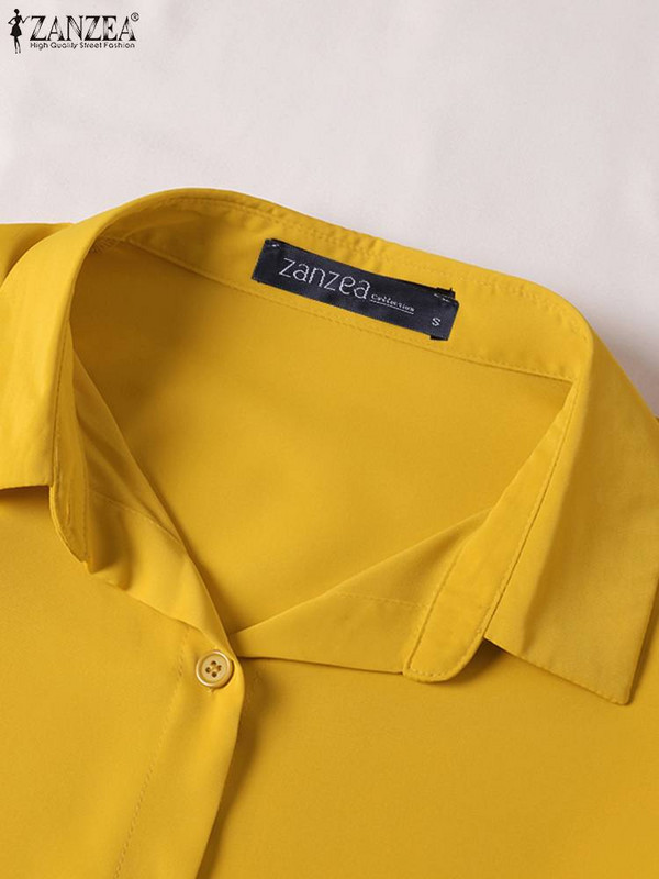 ZANZEA 2023 sügis, naiste topid, pitsist õmmeldud särgid Elegantsed moodsad pikkade varrukatega pluusid OL Reväärinööbid Tuunikad Blusas Naiselikud