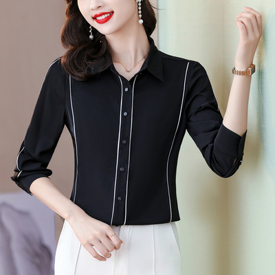 Augstas kvalitātes jauni sieviešu šifona krekli ar garām piedurknēm 2023. gada modes korejiešu stila OL blūzes, topi Sieviešu ikdienas apģērbs