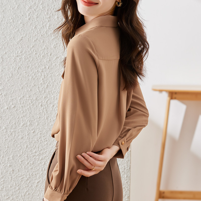 NAVIU kohvisärk naiste uus sügismood temperament Ametlik kallite pikkade varrukatega pluusid kontorinaised valged