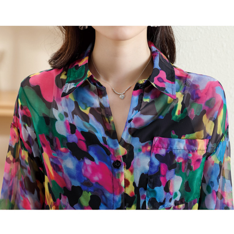 Chic šarene majice dugih rukava s printom za žene Vintage široke ženske opuštene ležerne bluze dugih rukava Modne ženske bluze