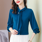 Modes sieviešu blūzes, 2023. gada biroja sieviešu elegantie krekli sievietēm ar garām piedurknēm.