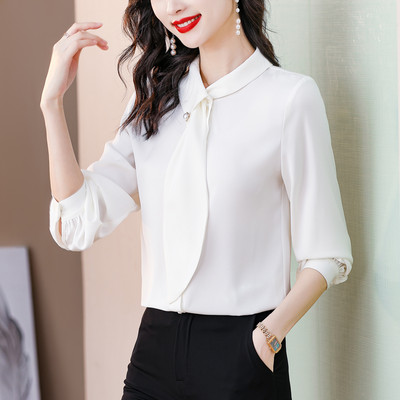 Modes sieviešu blūzes, 2023. gada biroja sieviešu elegantie krekli sievietēm ar garām piedurknēm.