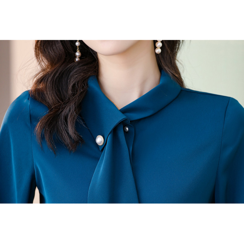 Modes sieviešu blūzes, 2023. gada biroja sieviešu elegantie krekli sievietēm ar garām piedurknēm.