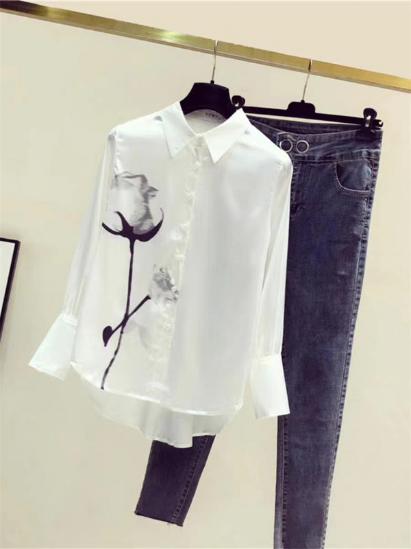 FANIECES S-4XL OL Elegáns fehér Blusas blúzok Női ingek Tavaszi Luxus Blúzok Női Ruházat Alap virágos női felsők