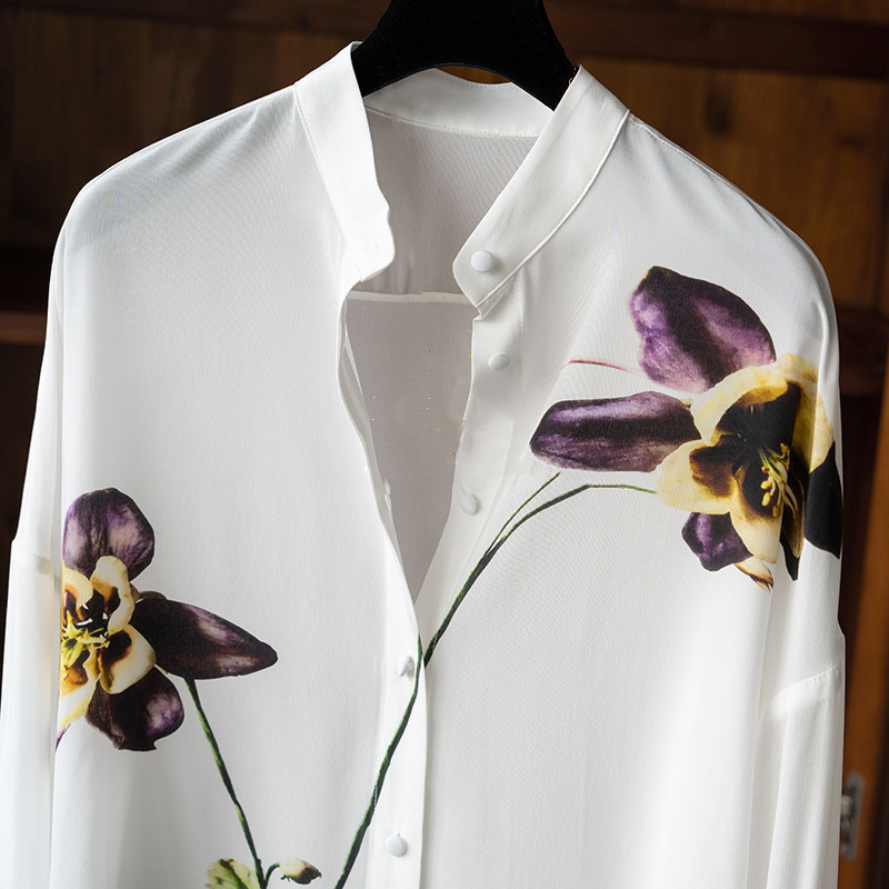 FANIECES S-3XL blusas Mood Elegantne lilledega trükitud naiste pluus Kevadine naiste rõivad Korea vabaaja pikkade varrukatega särk 6806