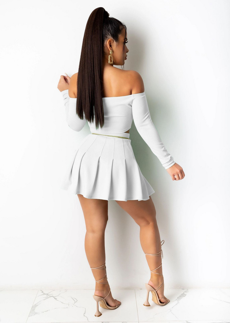 Rođendanska odjeća Ženski kompleti haljina Raglan majica s kosim izrezom Seksi kratki gornji dio Ženske plisirane mini haljine Dvodijelni set