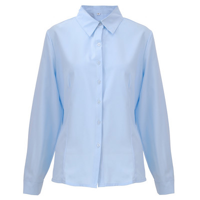 Női poliészter gombos ingek női testre szabott, hosszú ujjú formális ruha ing munkablúzok felsők S-3XL kék