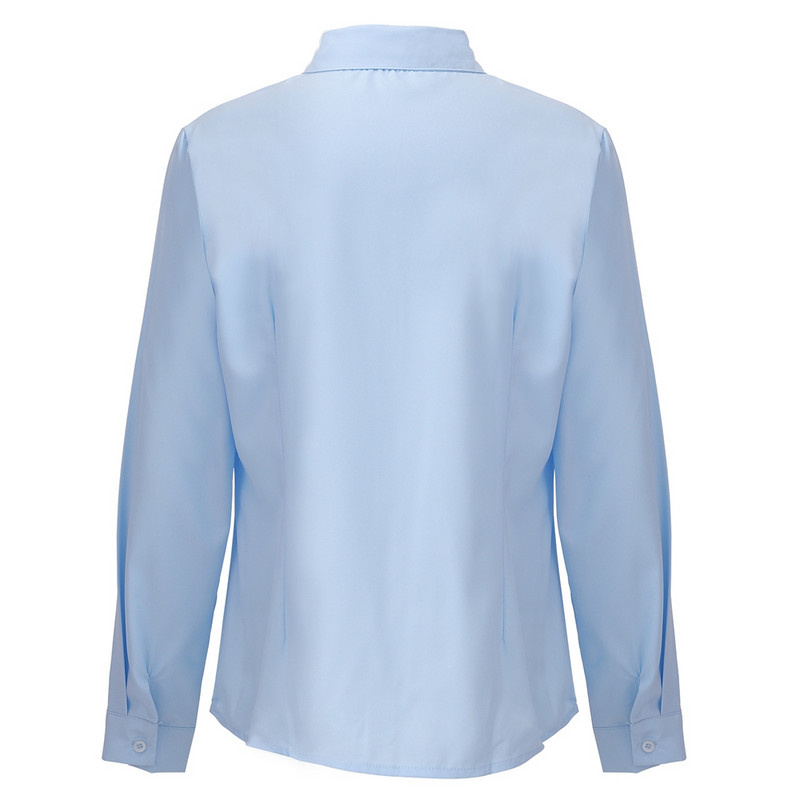 Női poliészter gombos ingek női testre szabott, hosszú ujjú formális ruha ing munkablúzok felsők S-3XL kék