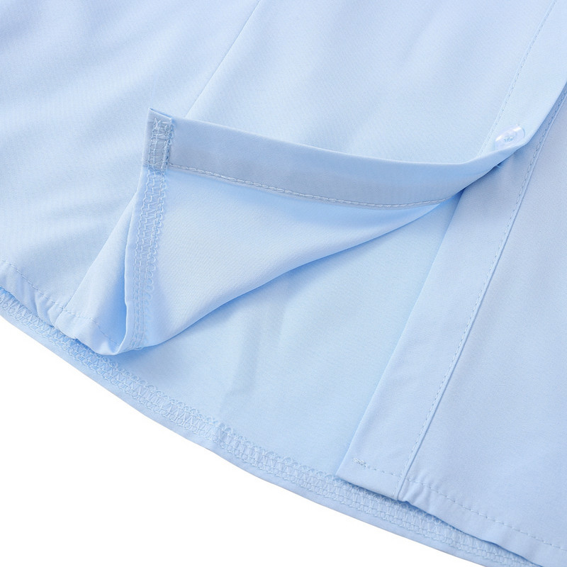 Női poliészter gombos ingek női testre szabott, hosszú ujjú formális ruha ing munkablúzok felsők S-3XL kék