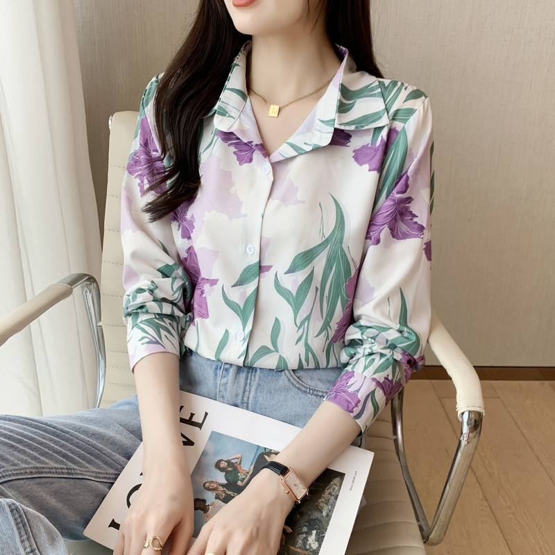 Elegantne stiilne naiste topp igapäevaseks ja töökohaks Graatsilise disainiga naiste pluus šikka prindi ja nööpidega