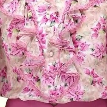 Пролетен и есенен дамски пуловер, копче, счупено цвете, V-образно деколте, фенерски ръкав, свободна модна ежедневна елегантна риза с дълъг ръкав