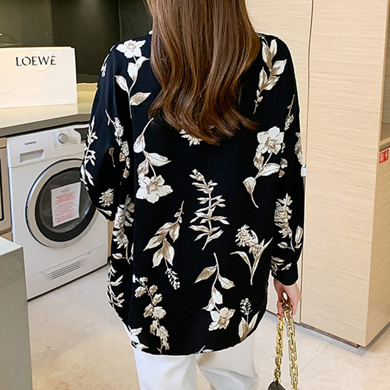 Divat virágnyomtatás női ingek Női blúzok Tavaszi őszi hosszú ujjú ingek Felsők Blusas Mujer