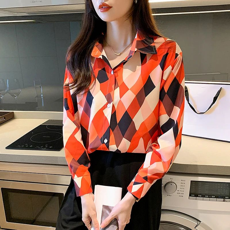 Uued elegantsed trükiga pluusid igapäevased Naiste särgid Mood Naiste nööpidega topsid blusa mujer