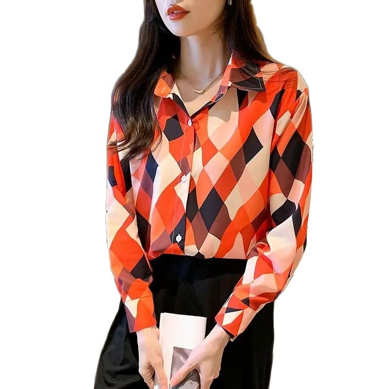 Uued elegantsed trükiga pluusid igapäevased Naiste särgid Mood Naiste nööpidega topsid blusa mujer