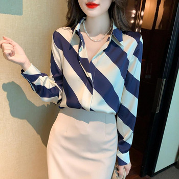 Корейска мода Дамско облекло Шифонена риза Пролет Лято Младежки шик Доста свободна елегантна офис дамска блуза с дълъг ръкав