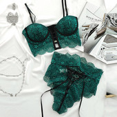 Naiste seksikas pitsiline juhtmevaba rinnahoidjapükste komplektid õõnsad sidemega rinnahoidjapüksid, naistepesu aluspesu komplekt нижнее белье для женщин