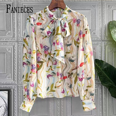 FANIECES 3XL camisa női őszi alkalmi sifon felsők blúz masnis nyakú ing hosszú ujjú divat blúzok ruhák Blusas Mujer 6395