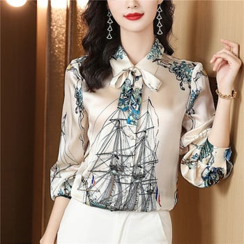 FANIECES camisa Runway Luxury Apricot Floral Print Shirts blusas mujer Women Long Sleeve Elegant OL Workwear Tops Shirt Blouse