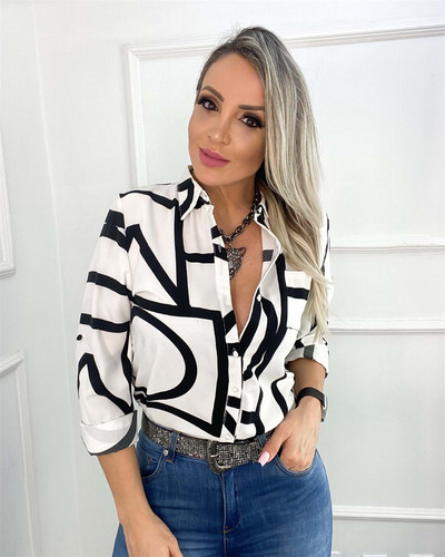 Munkaingek nőknek Hosszú ujjú blúzok Irodai viselet Gombos Alkalmi felsők Őszi Y2K Utcai ruházat Ruhák Camisas E Blusas