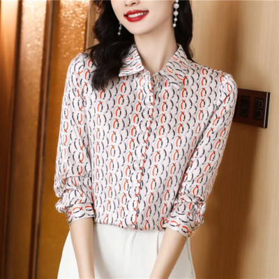 Trend selyem ing női blúzok Kardigán női ingek szatén blúzok OL női ruhák blúz Basic gombos ingnyomó blúz