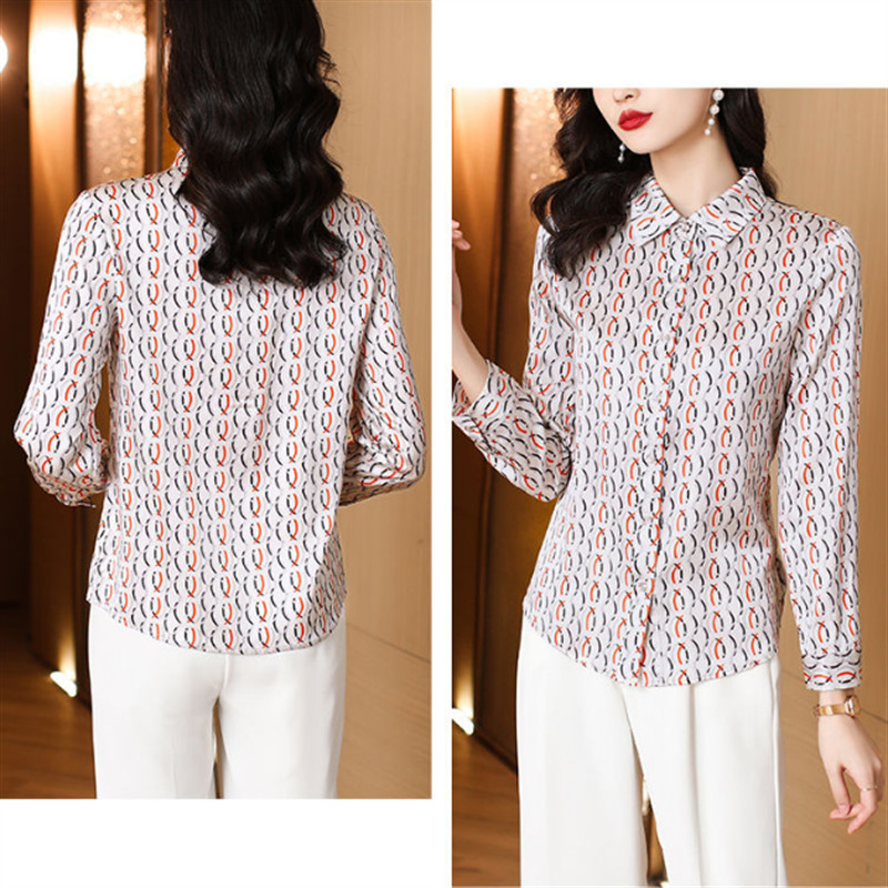 Trend selyem ing női blúzok Kardigán női ingek szatén blúzok OL női ruhák blúz Basic gombos ingnyomó blúz