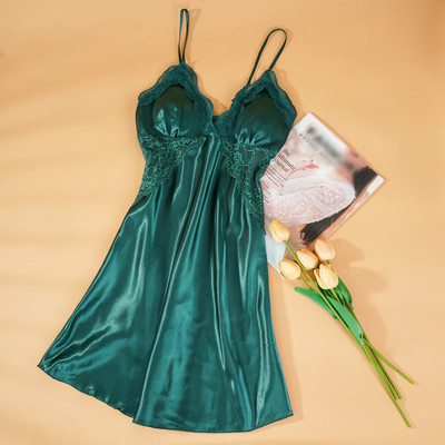 Szexi csipke éjszakai ruha Női Mély V nyakú, selymes szatén hálóing Csipkés hálóingek Női alsóneműk Nagy méretű hálóruha Háziruha