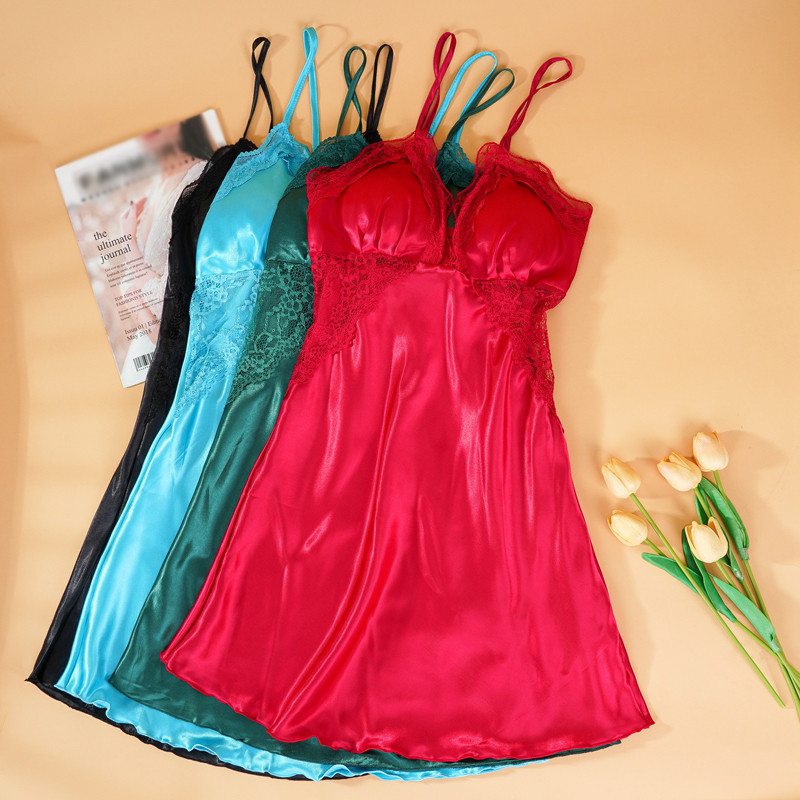 Szexi csipke éjszakai ruha Női Mély V nyakú, selymes szatén hálóing Csipkés hálóingek Női alsóneműk Nagy méretű hálóruha Háziruha