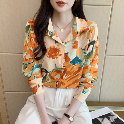 Stiilne naiste pluus stiilse välimuse jaoks Moodsad luksuslikud graatsilise disainiga naiste topid Kevadsuvised topid blusa mujer