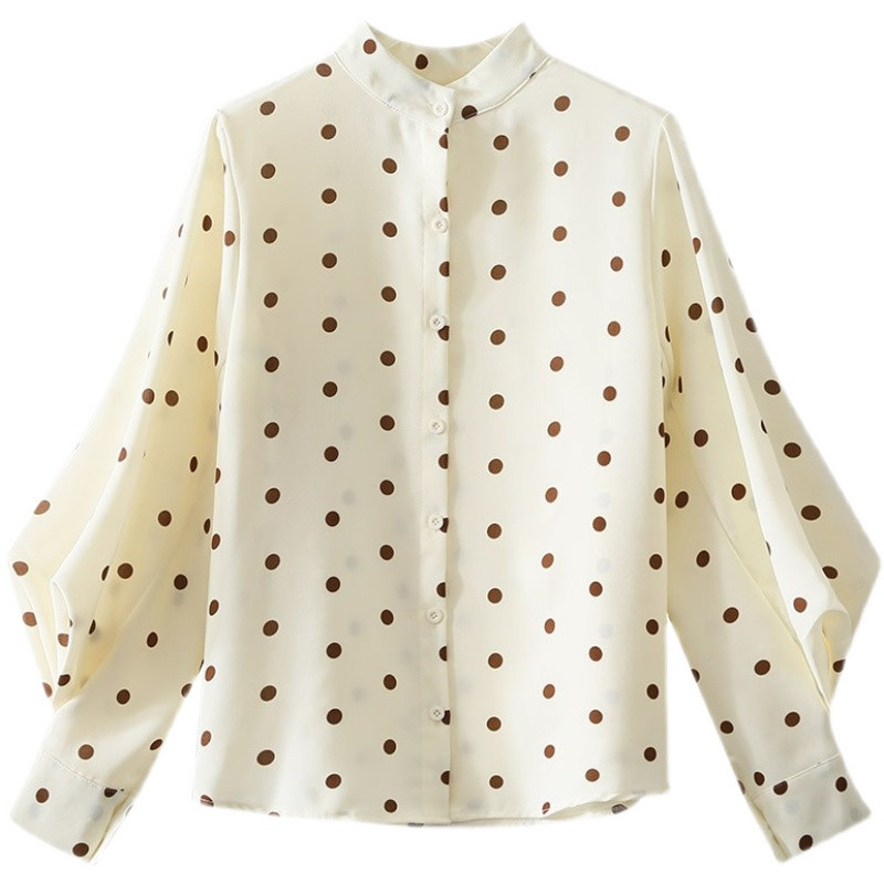 Vintage Lantern Sleeve női ingek Női blúz Tavaszi őszi egysoros felsők Blusas Mujer