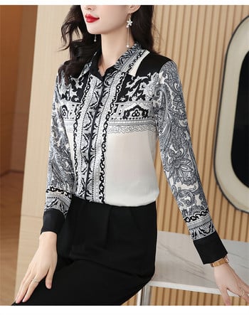 FANIECES S-4XL Пролетна копринена риза Модна сатенена блуза с дълъг ръкав Винтидж дамски елегантни блузи OL Топове Дамско облекло 6830