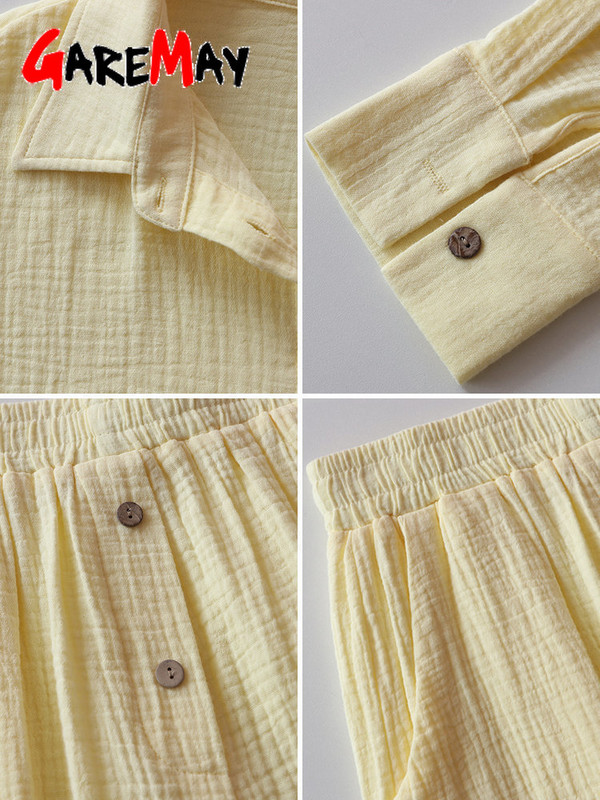 Hétköznapi laza női nyári pamut öltöny, 100% hosszú ujjú, kétrészes szett női tréningruha ing és rövidnadrág nőknek 2024